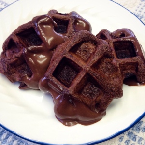 Devil's Food Wafflets with Chocolate Sauce